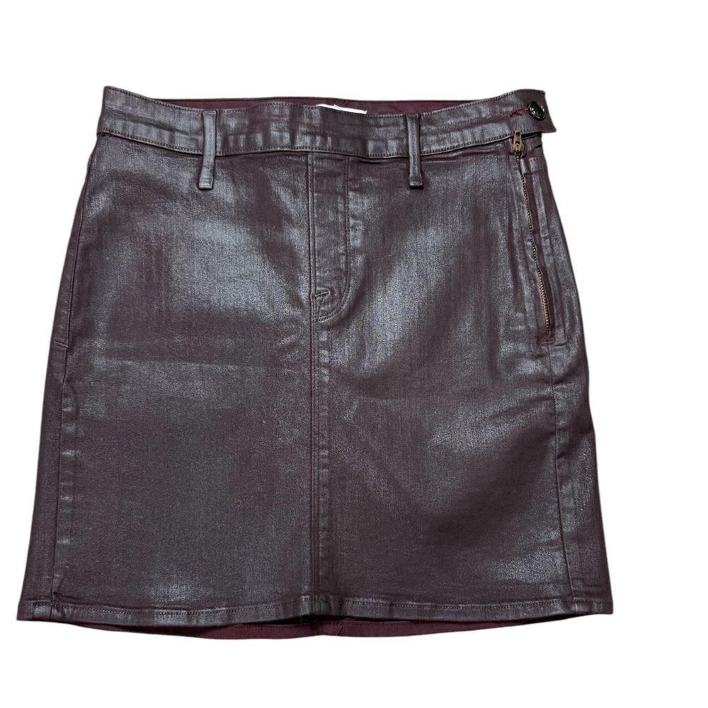 Good America Wine Brown Faux Leather Skirt